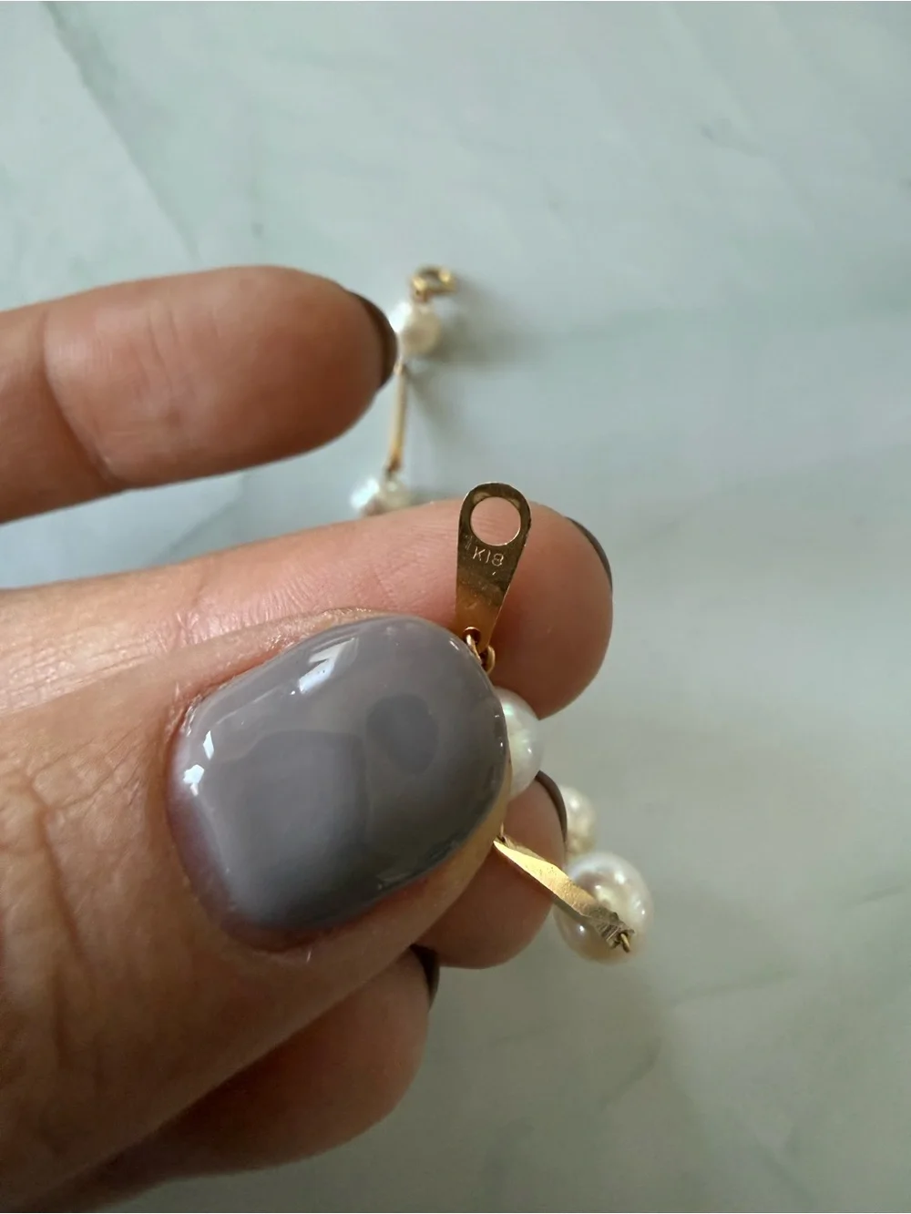 Vintage Cultured Pearls and 18k Gold Station Bracelet - Picture 2 of 3
